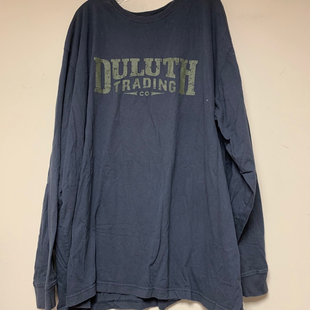 Duluth Trading Co Long Sleeve T-Shirt Mens 3XL Navy Excellent Graphic Longtail T